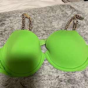 Lime green and cheetah bra